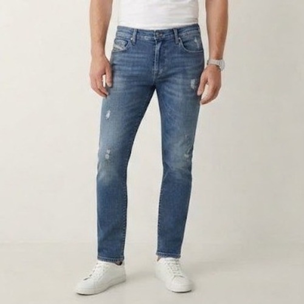 Diesel Safado Jeans Men 40x35 Blue Slim Straight Distressed Denim Wash ORBE4